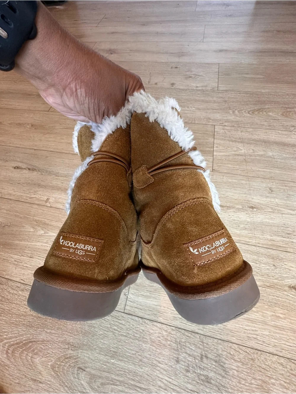 Koolaburra by Ugg Nalie Kids Button Suede Boot - Chestnut Brown UNISEX